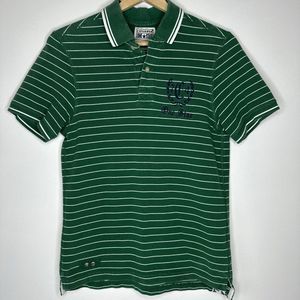 vintage Converse one star‎ medium men's green and white striped cotton polo